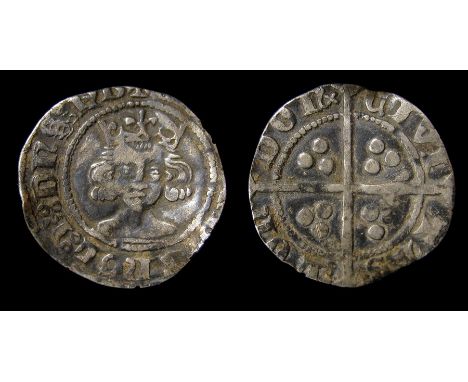 Medieval, silver penny of Edward III (1327-1377) dating c. 1363-1369. Treaty period, mint of London. Obverse: +[....]NGL R DN