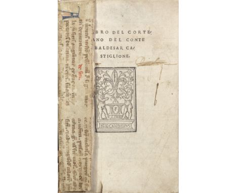 CASTIGLIONE (BALDESSARE)Il libro del cortegiano,  second (first 8vo) edition, italic letter, woodcut printer's device on titl