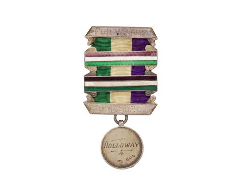 SUFFRAGETTES - HUNGER STRIKE MEDALHunger strike 'Holloway' medal awarded by the WSPU to Ada Wright, in silver and enamel cons