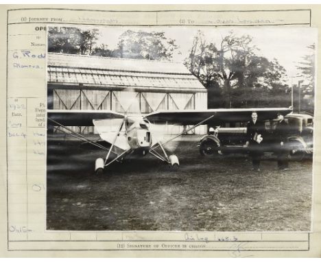 AERONAUTICA - 'PUSS MOTH' LOG BOOK OF LT.-COMMANDER GEOFFREY RODD Two finely presented log books relating to the De Havilland