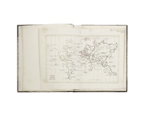 MANUSCRIPT ATLASManuscript atlas, by Elizabeth and Isabella Tudor,  20 pen, ink and watercolour maps (4 double-page, includin