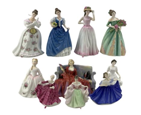 Collection of ten Royal Doulton figures comprising Sweet and Twenty HN1298, Helen HN3601, Summer Rose HN3309, Happy Birthday 