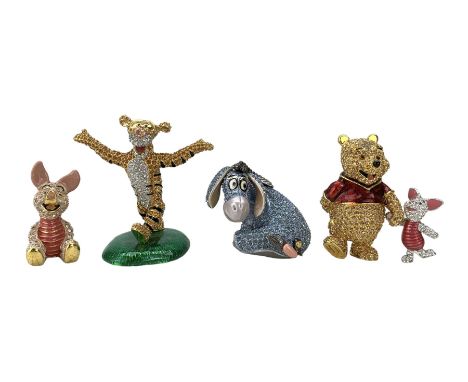 Arribas Collection - Piglet, Winnie the Pooh & Piglet, Eeyore & Tigger, four Disney enamelled cast-metal figures set with Aus