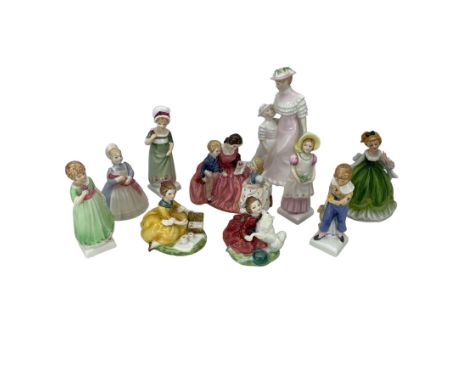 Group of Royal Doulton figures, including Kate Greenway Collection: Tess, HN2865; Emma, HN2834; Tom, HN2864; and Ruth, HN2799