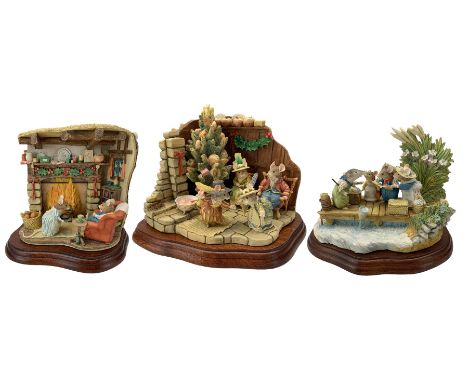 Three Border Fine Arts limited edition Brambly Hedge groups comprising Merry Midwinter Tableau, Sea Story Tableau and Winter 