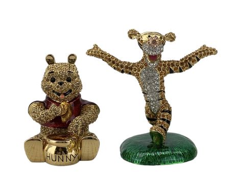 Arribas Collection - Winnie the Pooh & Tigger, two limited edition Disney enamelled cast-metal figures made with Swarovski Co