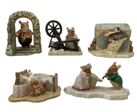 Four Royal Doulton Brambly Hedge figures comprising Home for Supper DBH69, Happy Birthday, Wilfred, DBH45, Limited Edition no