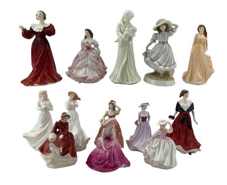 Five Royal Worcester figures comprising Good Luck, Sian Wales Grandma's Bonnet, Sweet Dreams and Bridesmaid, four Royal Doult