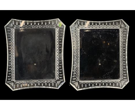 Pair of large Waterford Lismore pattern glass photograph frames on easel stands, aperture size 25cm x 20cm