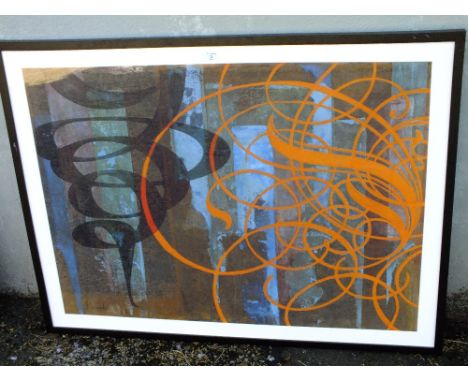 KING &amp; McGAW FRAMED AND GLAZED MODERN PRINT, WIND UP BY MICK GRONEK OVERALL -  85 CM X 112.5 CM