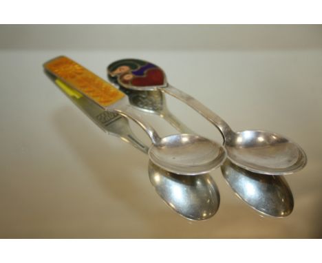 TWO STERLING SILVER DANISH SILVER AND ENAMEL SPOONS