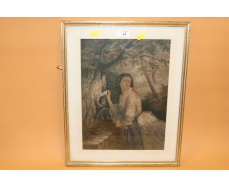 AN ANTIQUE FRAMED &amp; GLAZED BAXTER PRINT ENTITLED THE LOVER'S LETTER 1856