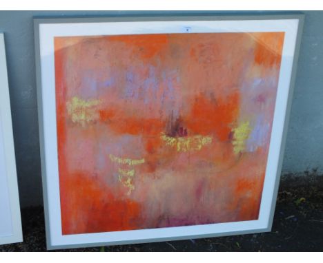 KING &amp; McGAW FRAMED AND GLAZED MODERN PRINT, LOTUS BY SECK - OVERALL 92 CM X 92 CM
