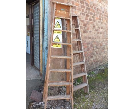 TWO WOODEN STEP LADDERS