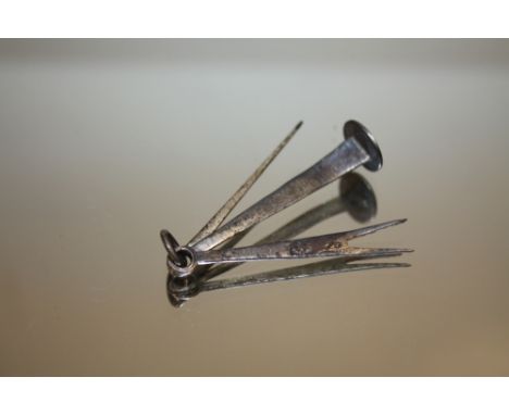A HALLMARKED SILVER NOVELTY FOLDING FORK FOB ;
