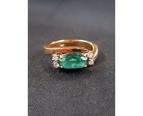 14CT GOLD TORMALINE AND DIAMOND RING