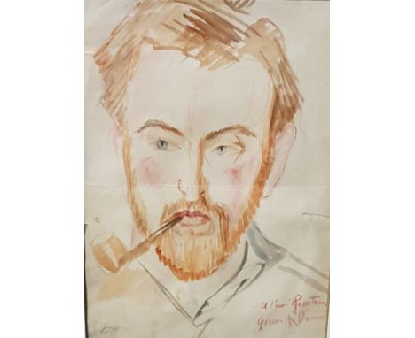 R DROUART - 1894-1972 - MIXED MEDIA - PORTRAIT OF LOUIS RENATEAU