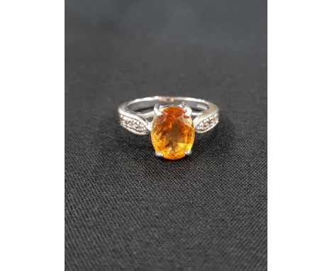9CT CITRINE AND DIAMOND RING