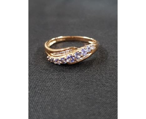 9CT GOLD AMETHYST AND DIAMOND RING