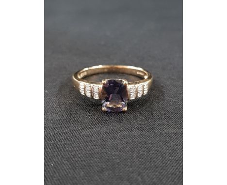 9CT GOLD AMETHYST AND DIAMOND RING