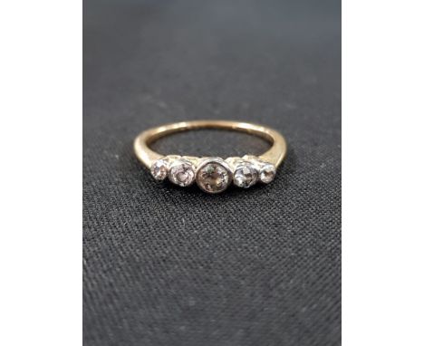 18 CT 5 STONE DIAMOND ART DECO RING 