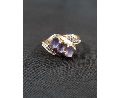 9CT AMETHYST AND DIAMOND RING