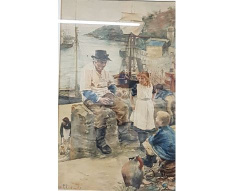 WATERCOLOUR 19' X 12' JOHN R REID 1883 CORNISH SCENE5