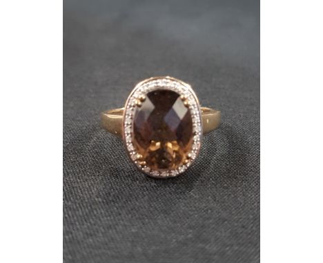 9CT GOLD SMOKEY QUARTZ RING