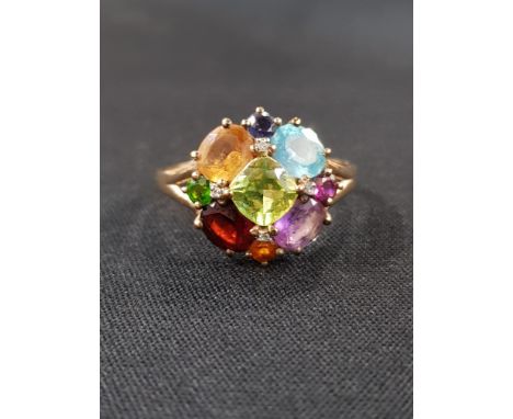 9CT GOLD MULTI GEM RING