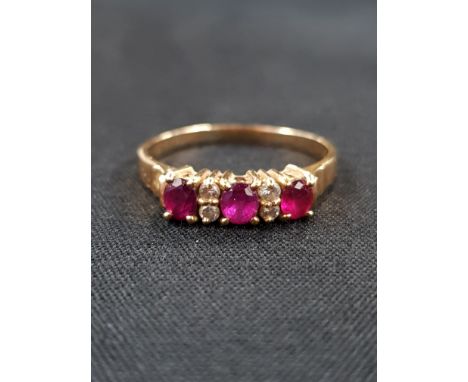 9CT RUBY AND DIAMOND RING