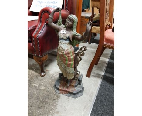 LARGE ANTIQUE SPELTER FIGURE STICK STAND