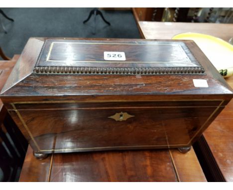 GEORGIAN ROSEWOOD BRASS INLAID CADDY