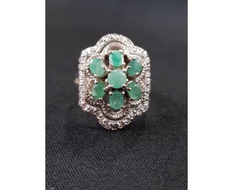 14CT GOLD EMERALD AND DIAMOND RING