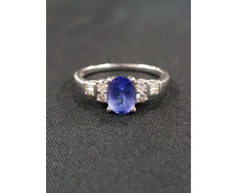 PLATINUM TANZANITE AND DIAMOND RING