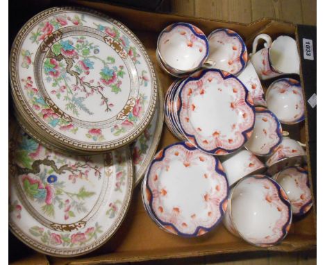 A box containing a quantity of assorted ceramic items including Royal Doulton bone china Indian tree decorated plates and a F