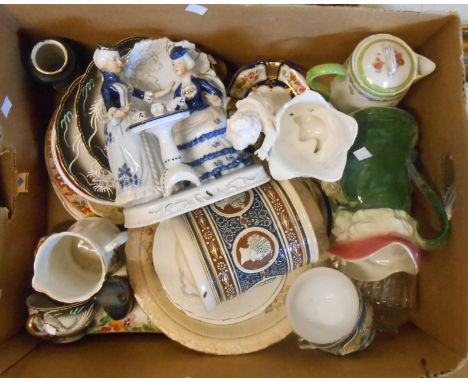 A box containing a quantity of assorted ceramic items