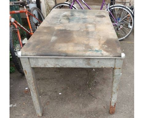 A 1.5m vintage industrial style metal worktable with single frieze drawer