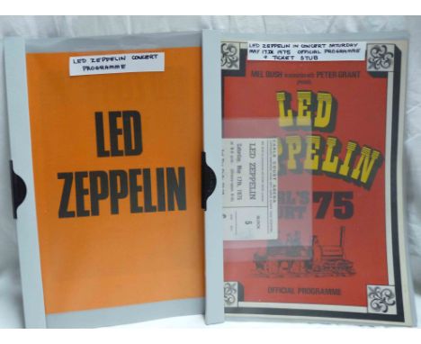 Led Zeppelin: a concert programme for Earls Court May 17th 1975 with a ticket stub - sold with a promotional booklet