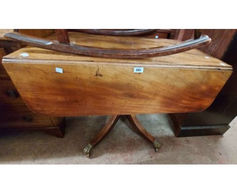 A 93cm 19th Century mahogany sofa table, set on turned pillar with quadruple splayed legs