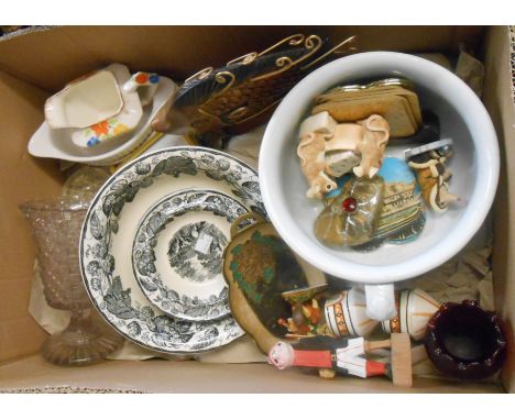 A box containing a quantity of assorted ceramics, glass and other collectable items including Copeland Spode part tea set, pr