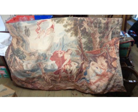 A large modern antique tapestry style printed wall hanging