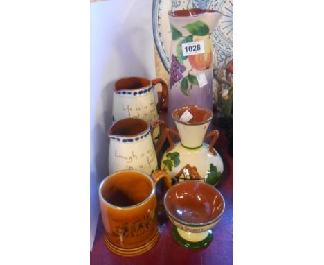 A quantity of Torquay pottery items including vases, jugs, etc. - various makers including Royal Torquay, Watcombe, etc.