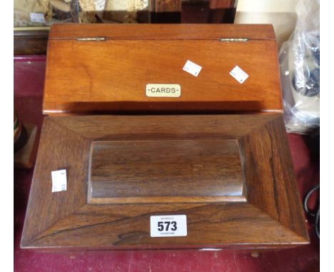 A Victorian wooden tea caddy of sarcophagus form with two lidded compartments and central mixer space - sold with a vintage w