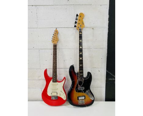 Antaria bass guitar; together with Peavey Raptor bass guitar. Estimate £35-60.