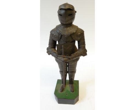 *EARLY TWENTIETH CENTURY TINPLATE MINIATURE SUIT OF ARMOUR IN A SIXTEENTH CENTURY STYLE, not articulated but pivoting visor t