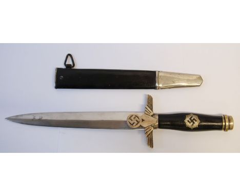 COMPOSITE R.L.B. PATT II O/R DAGGER with uncertain date but with Paul Waynes being marked blade, silvered hilt and scabbard f