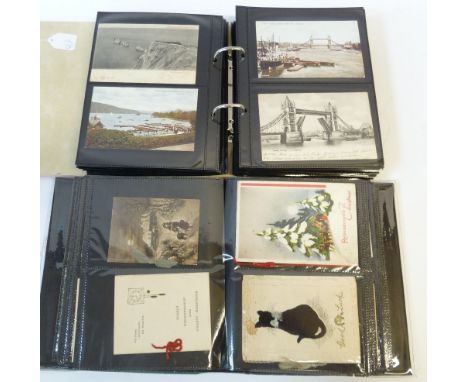 A MODERN ALBUM OF APPROX 224 TOPOGRAPHICAL BLACK AND WHITE AND TINTED PHOTOGRAPHIC AND OTHER POSTCARDS, and  ANOTHER MODERN A