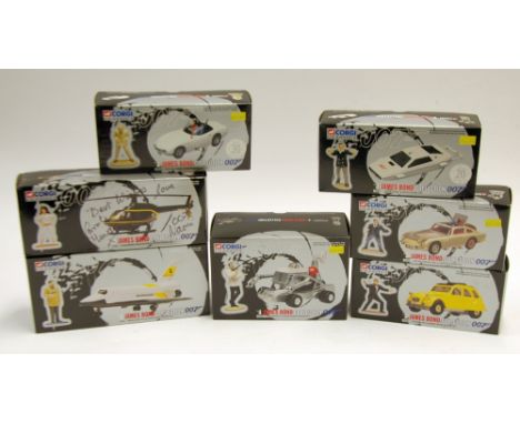 SEVEN CORGI CLASSICS MINT AND BOXED JAMES BOND 007 VEHICLES AND RELATED STANDING FIGURE includes Stomberg Helicopter and Naom