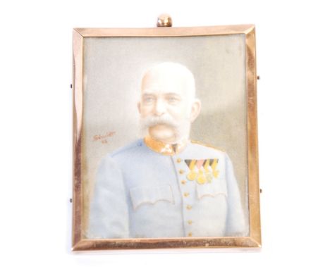 F.W. SCHMIDT OF MANCHESTER, PORTRAIT MINIATURE  ON IVORY, rectangular , a Prussian officer in uniform wearing medals, signed 