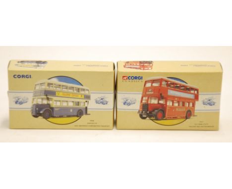 TWO MINT AND BOXED CORGI COMMERCIALS LIMITED EDITION GUY ARAB DOUBLE DECKER BUSSES viz Guy Arab Utility Midland Red and Daiml